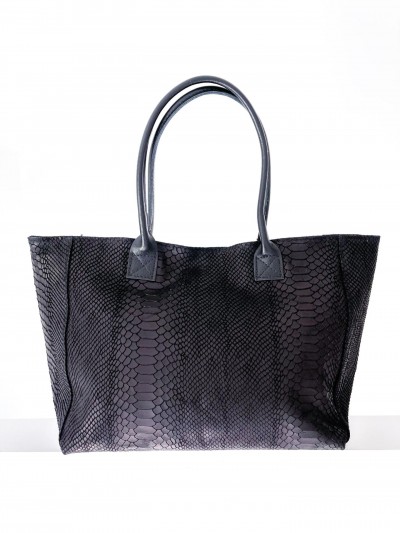 Sac cabas effet croco - Noir