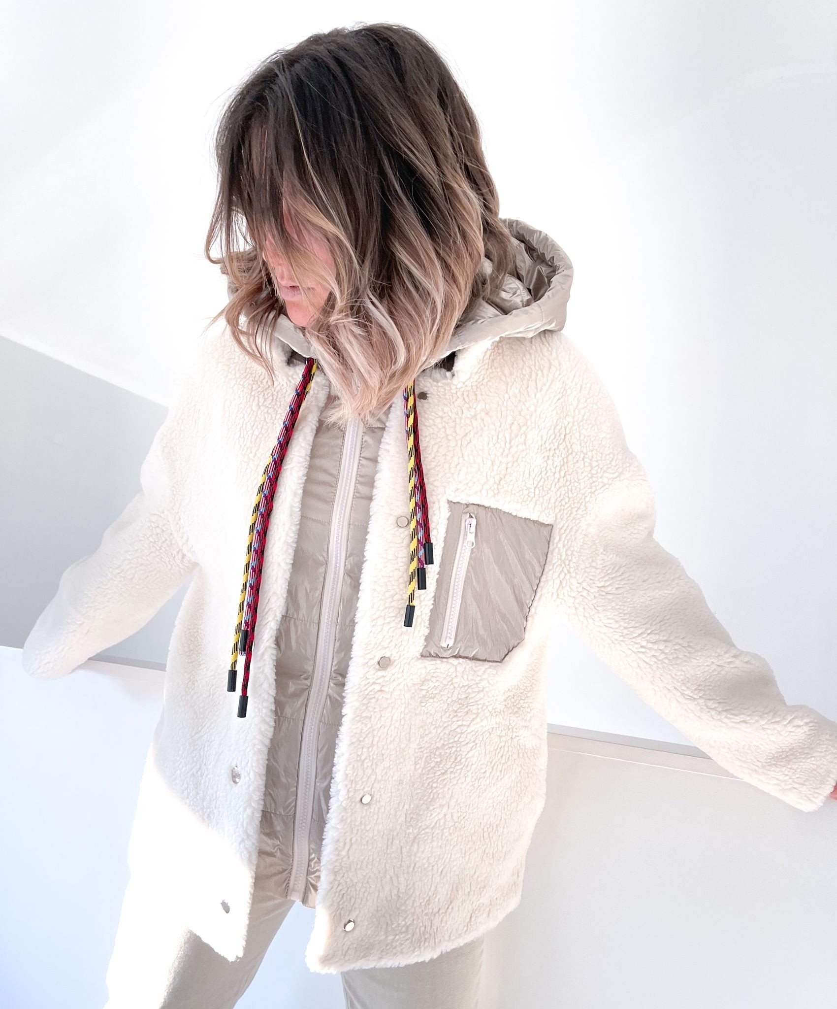 Veste oversized - Polaire et détails dorés amovibles