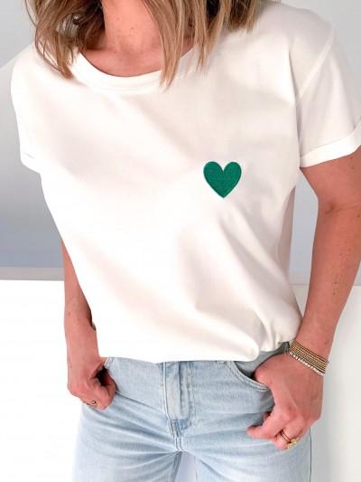 T-Shirt Coeur - vert clair