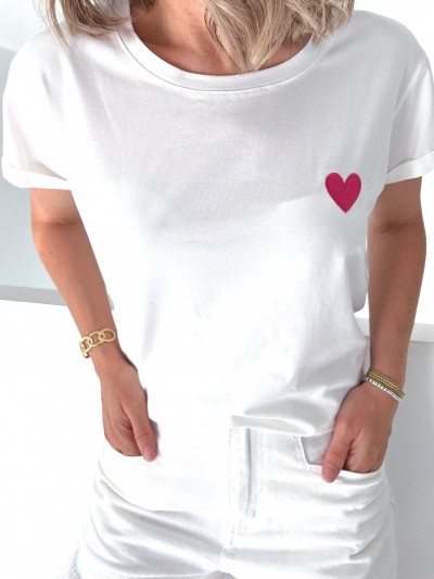 T-shirt  Coeur - Fuchsia