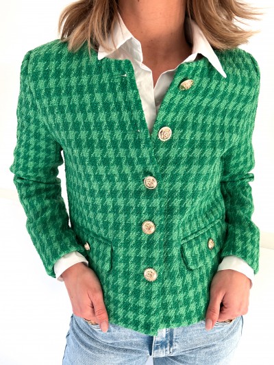 Veste verte pied de poule
