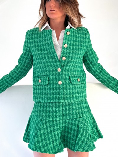 Short/Jupe vert pied de poule