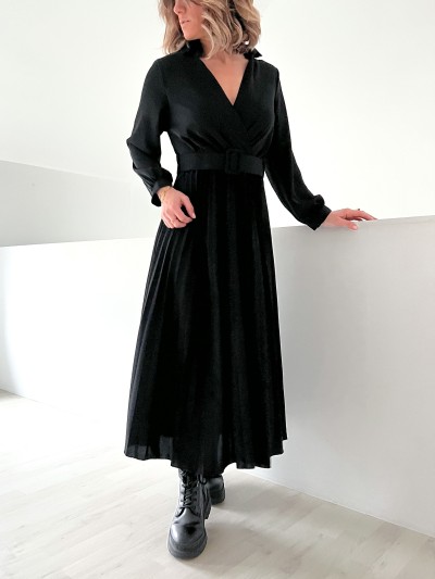Robe Noire plissée à...
