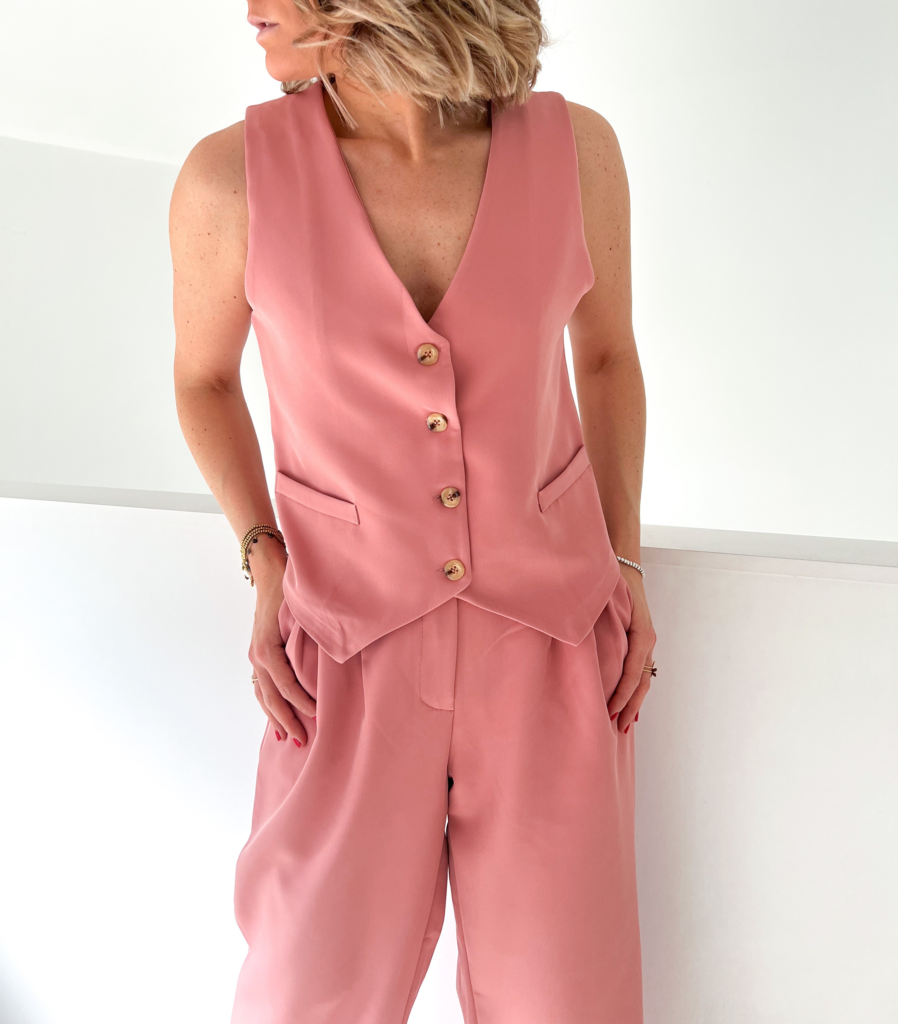Gilet barman rose