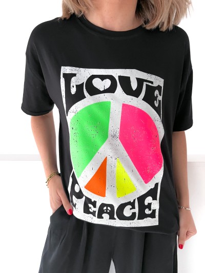 T-Shirt Love Peace - Noir