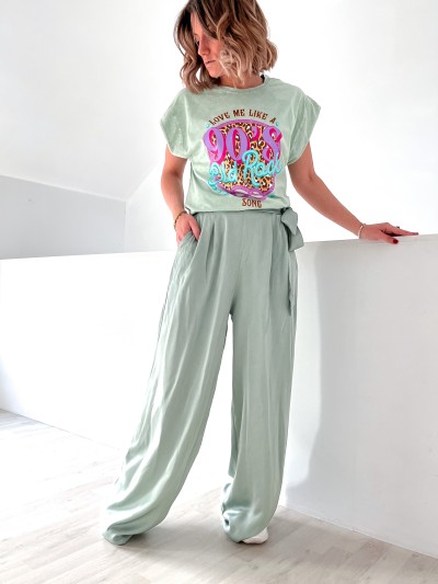 Pantalon Adèle large - Vert...
