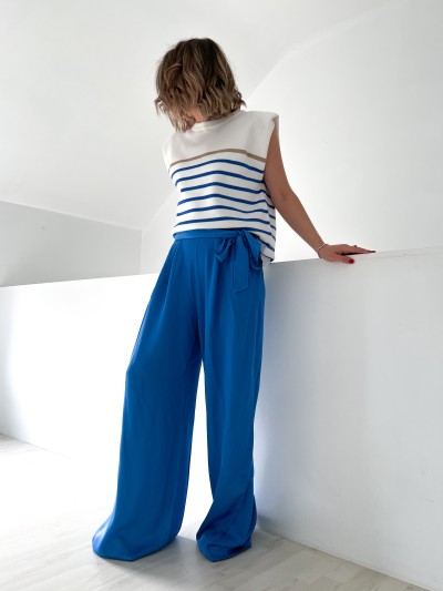 Pantalon Adèle large - Bleu...