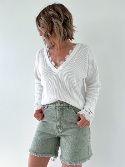 Short en Jeans à franges -...