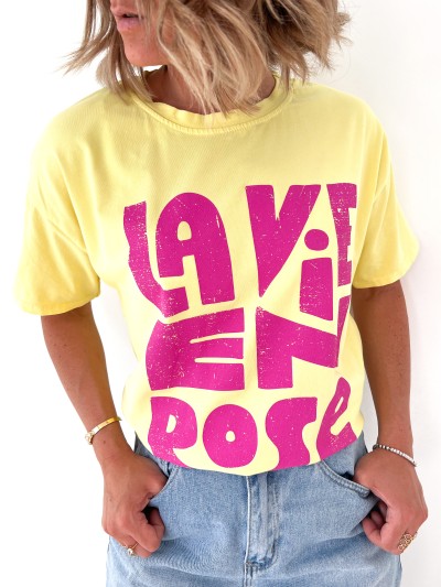 T-shirt La vie en rose - Jaune