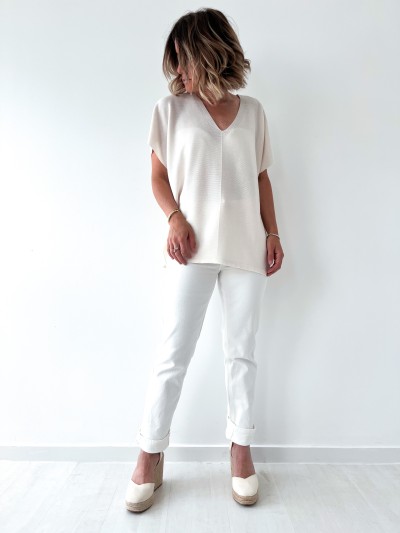 blouse top  col V Loose