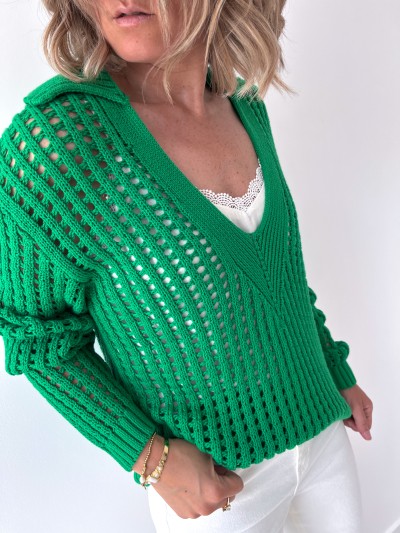 Pull en grosse maille col V...