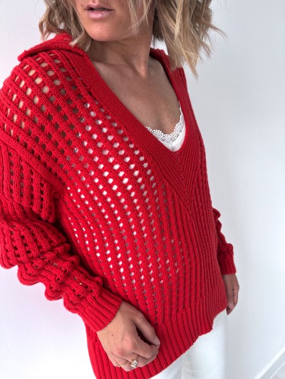 Pull en grosse maille col V...