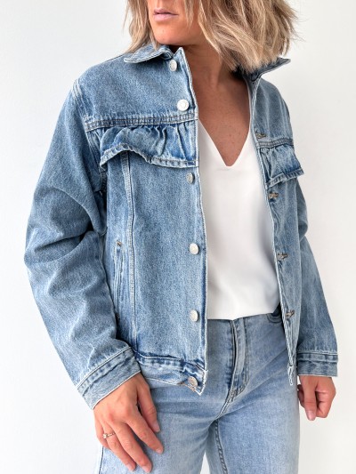 Veste en Jeans Foncée Volant
