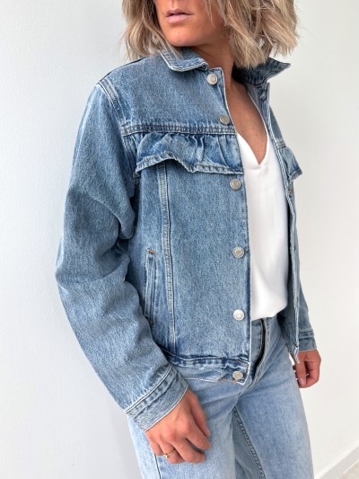 Veste en Jeans Foncée Volant