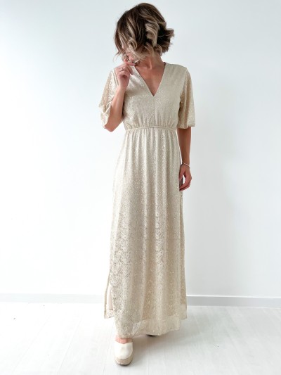 Robe longue dorée Cielo