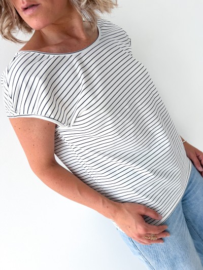 Top / Blouse blanche lignée...