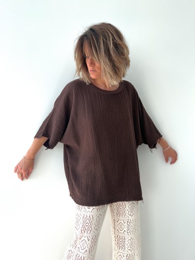 T-shirt large en gaz de coton