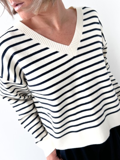 Pull marin beige avec...