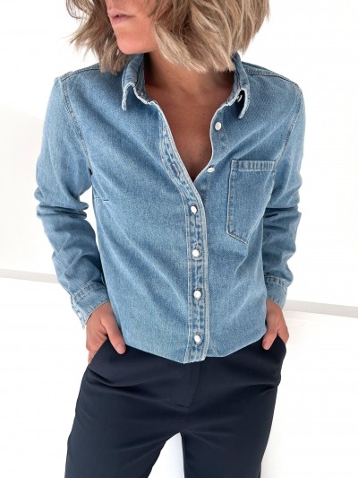 Chemise en jeans - Bleu...