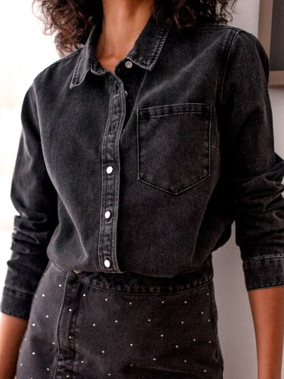 Chemise en jeans - Gris Foncé