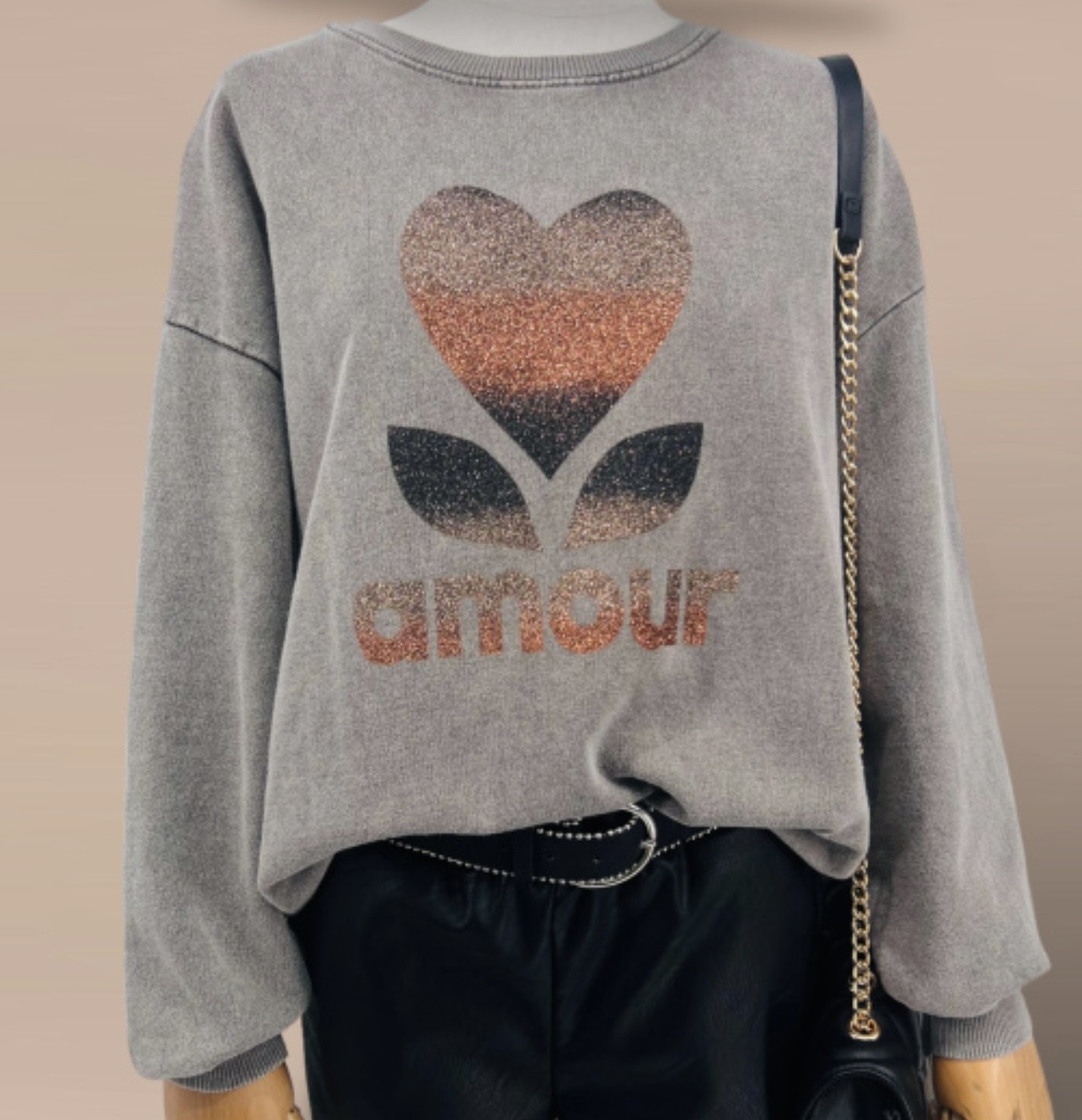 Pull / Sweat Amour Logo brillant ( le dégradé des paillettes peut être inversé )