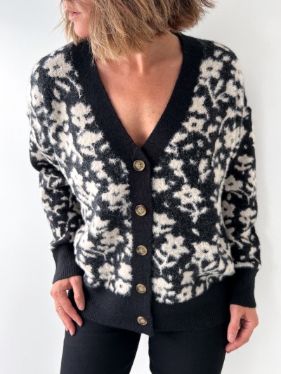 Gilet fleurs N/B