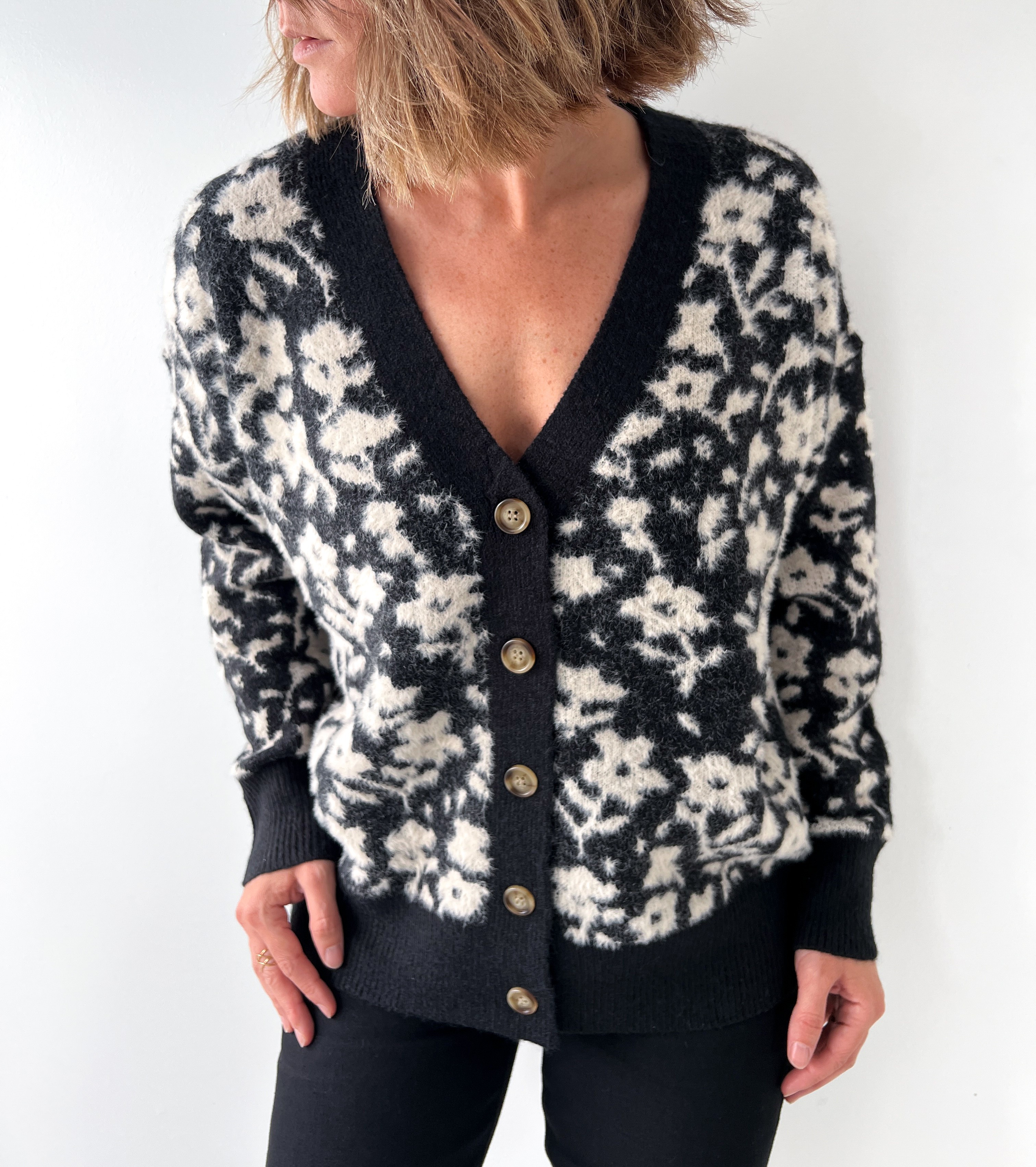 Gilet fleurs N/B
