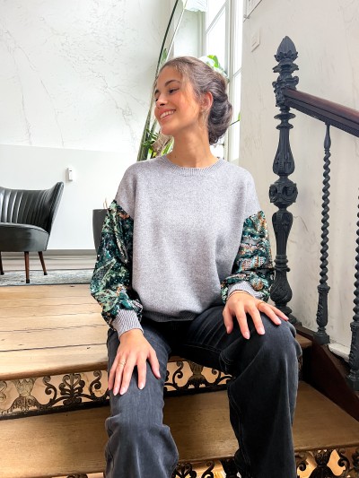Pull manches en sequin