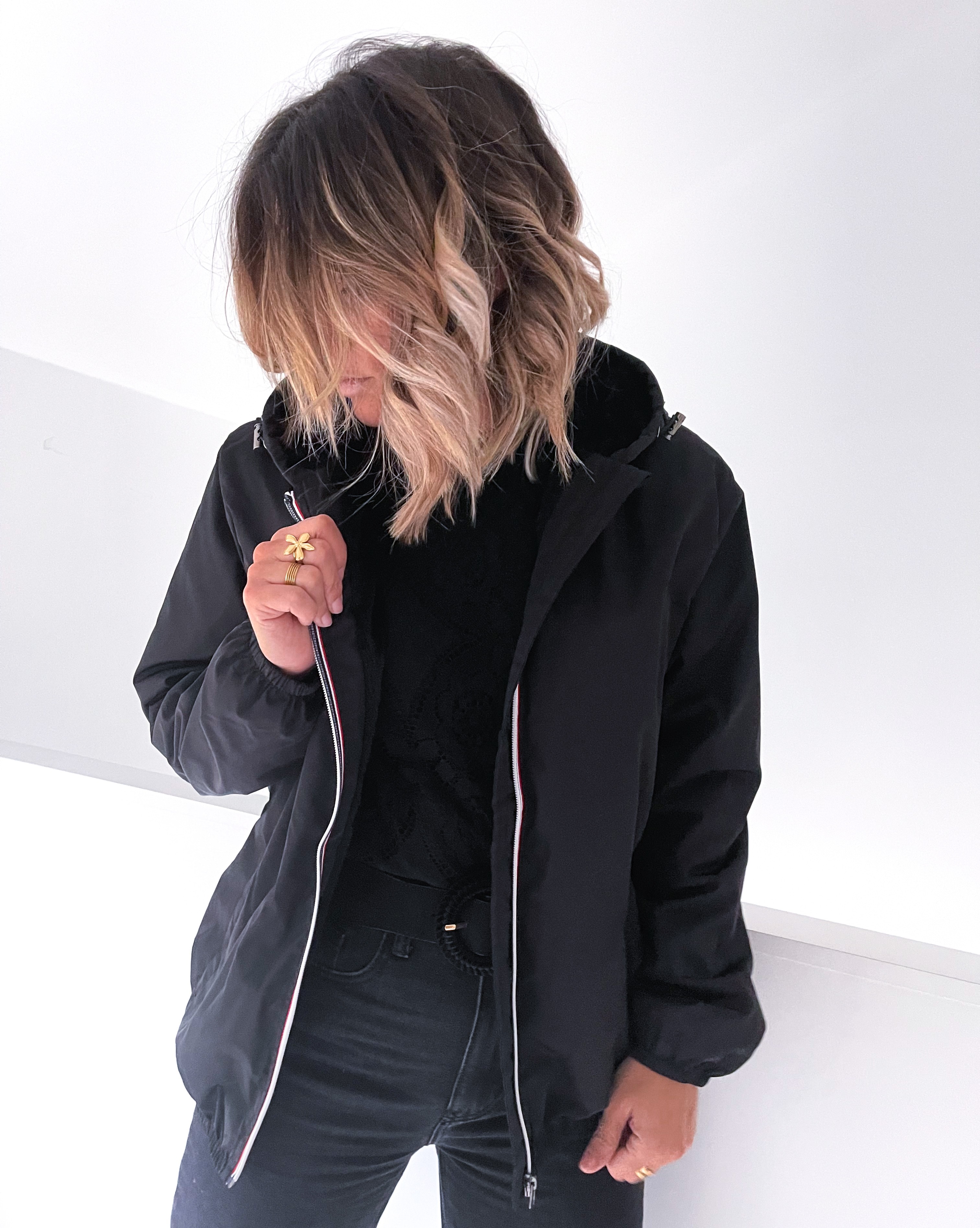 korte regenjas  met voering