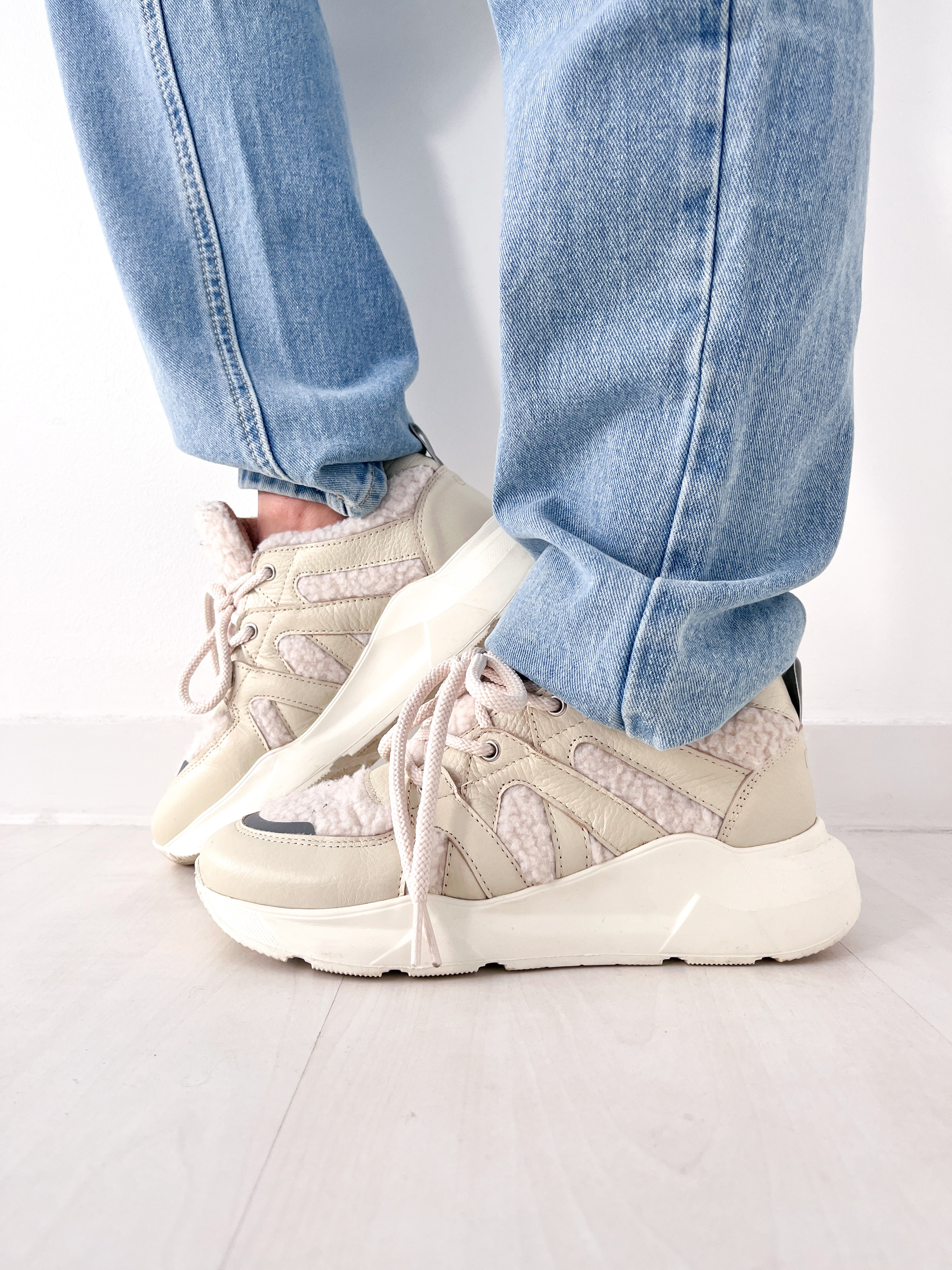 Leder-Sneaker DWRS NEW JERSEY TEDDY ECRU