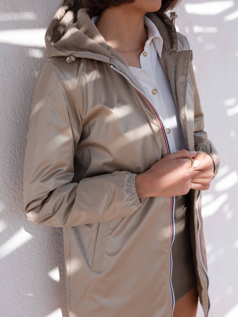 Veste de pluie longue fourrée ( imperméable )