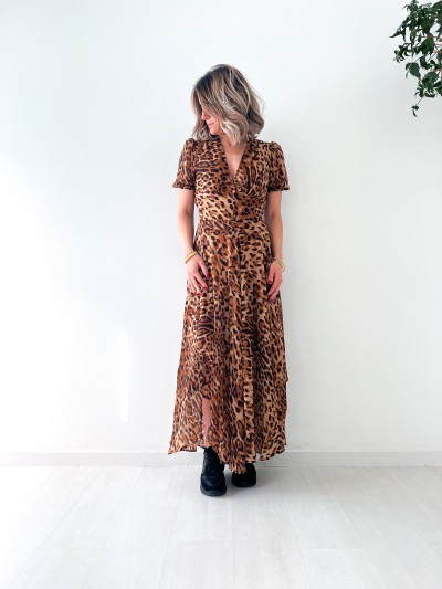 Daphnée voile jurk - Luipaard