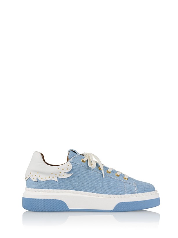 Baskets DWRS CRUZ denim Jean / Blanc