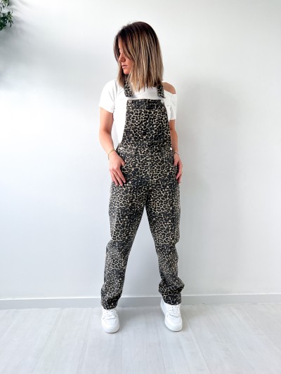 salopette en jeans Léopard