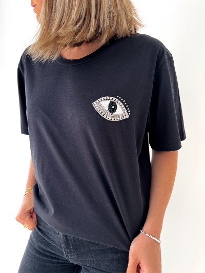 T-shirt yeux - Zwart