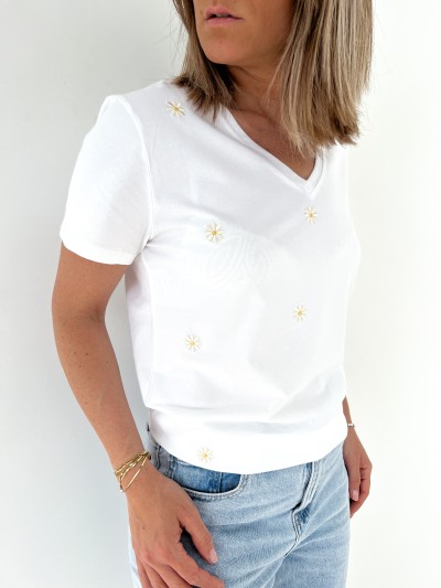 T-shirt marguerite - Blanc