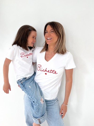 T-shirt Bichette Maman - Rouge