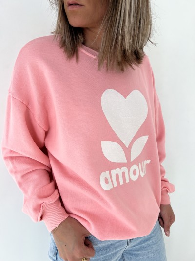 Pull Amour - rose clair 