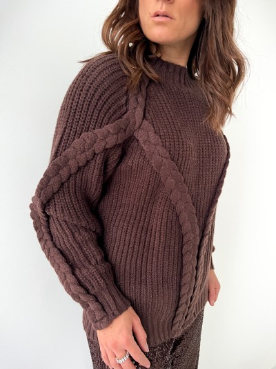 Pull Tania Tresse - Marron