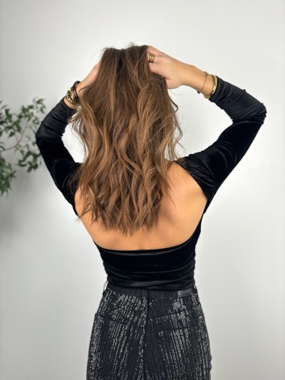 Body Béa velour dos nu - Noir