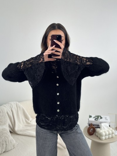 Blouse dentelle - Schwarz