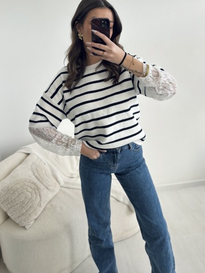 Pull Lisa manche dentelle -...