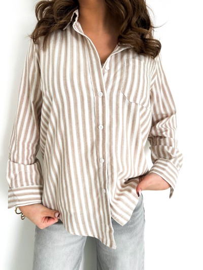 Chemise Rayée Casual - Beige 