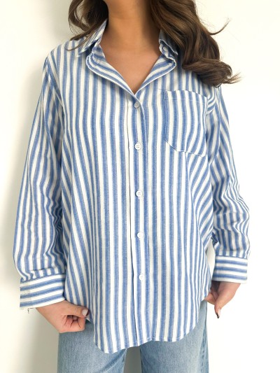 Chemise Rayée Casual - Bleu...