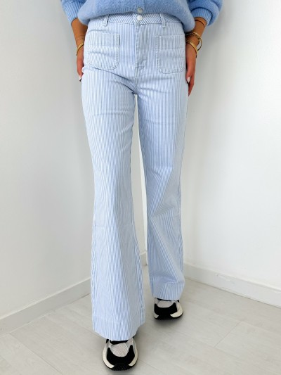 JEANS ELENA Flare - ligné Bleu