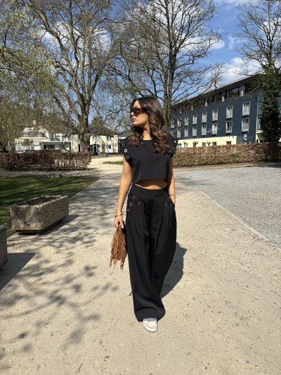 Blouse crop top Joey - Schwarz