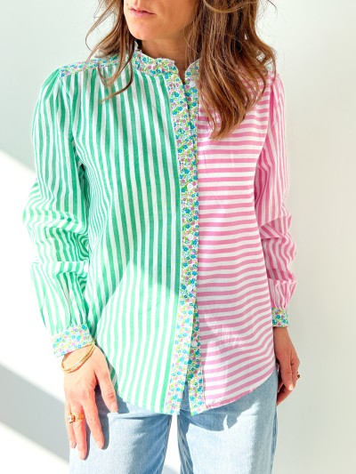 Chemise Rayures Bohème - Vert 