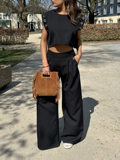 Blouse crop top Joey - Zwart
