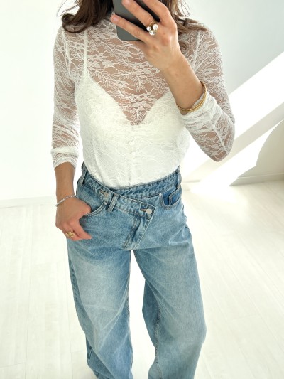 Blouse dentelle Estelle - Wit