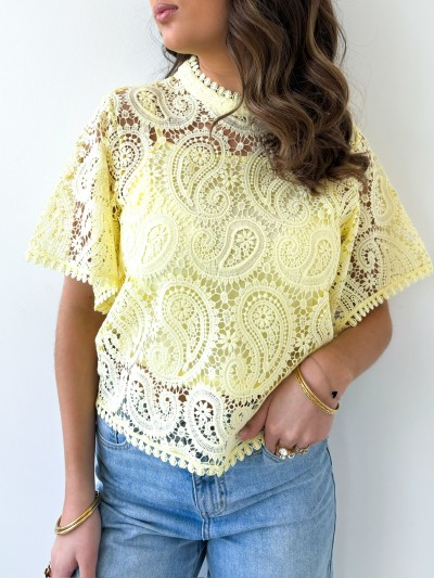 Blouse brodée Eliza - Geel